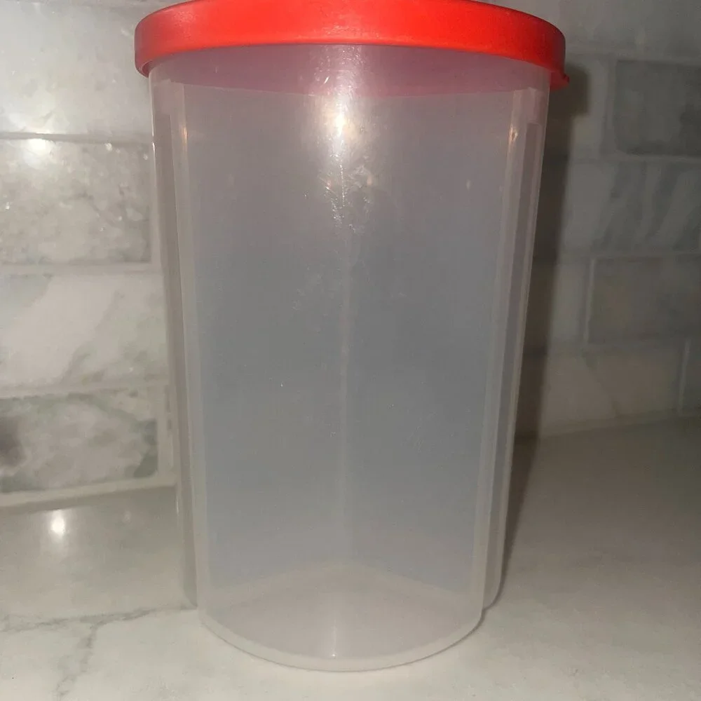 TUPPERWARE 3 in 1 Divided Container Red Lid Orange Insert‎ 4 piece set